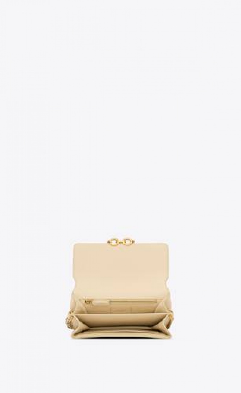 YSL Le Maillon Satchel In Quilted Nubuck Suede White | Philippines_YSL78911