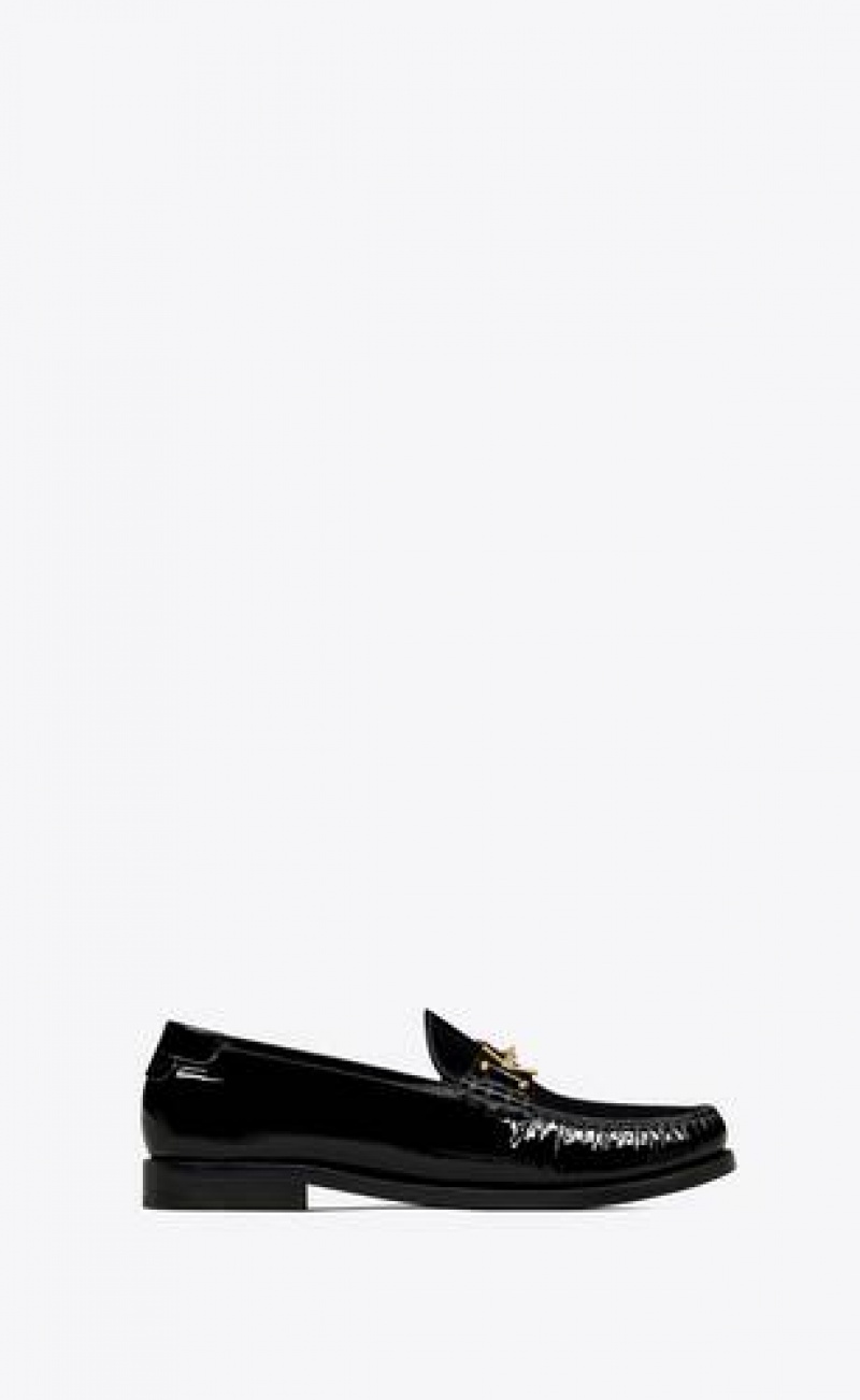 YSL Le Penny Slippers In Patent Leather Black | Philippines_YSL77022