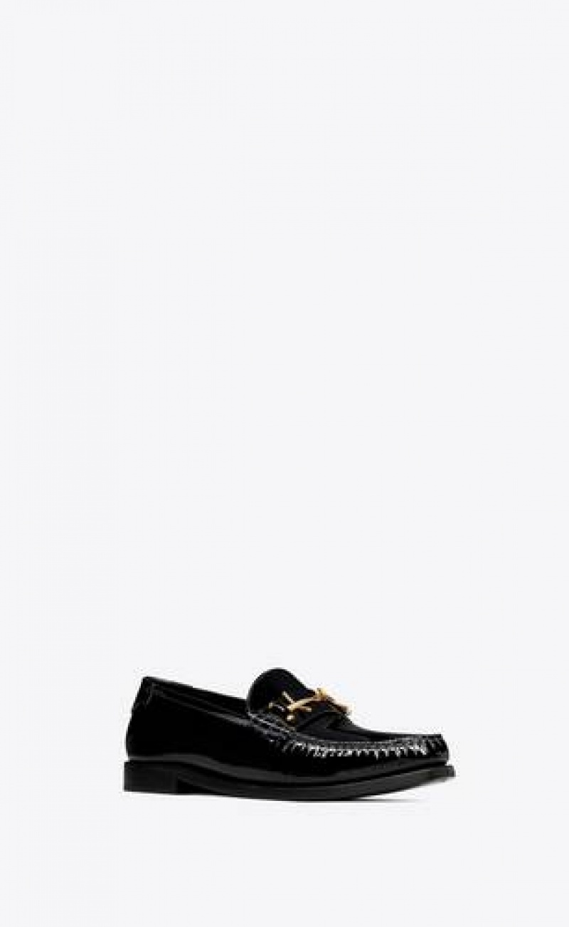 YSL Le Penny Slippers In Patent Leather Black | Philippines_YSL77022