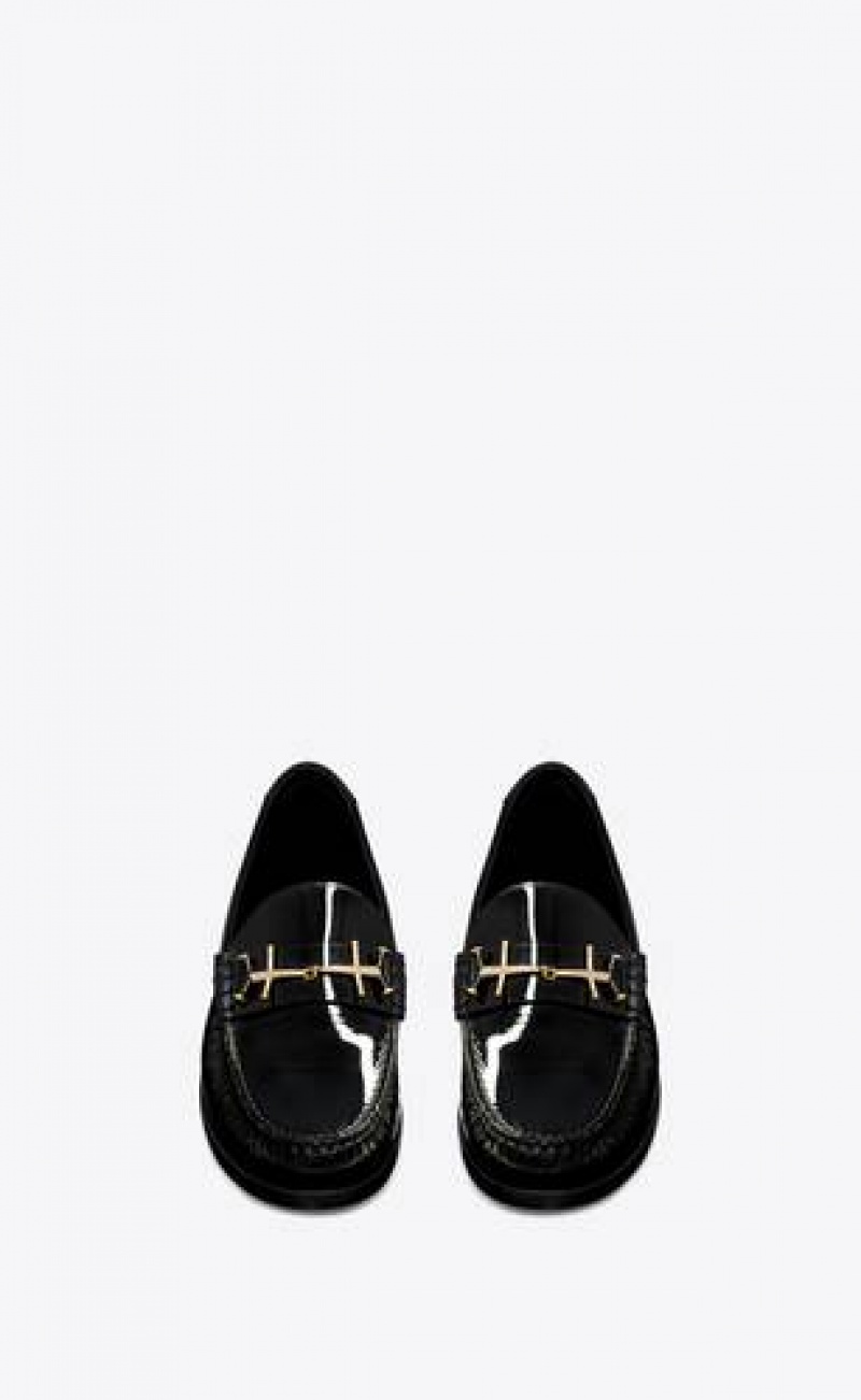 YSL Le Penny Slippers In Patent Leather Black | Philippines_YSL77022