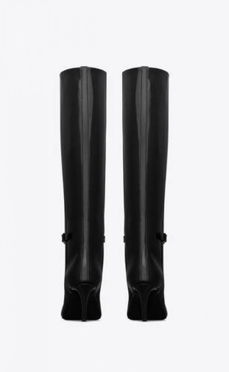 YSL Lee Boots In Glazed Leather Black | Philippines_YSL53266