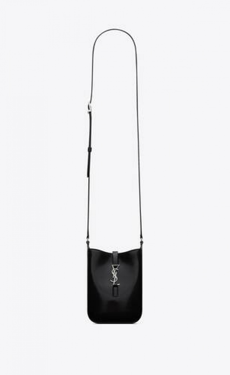 YSL Le 5 à 7 Vertical In Brushed Leather Black | Philippines_YSL82265