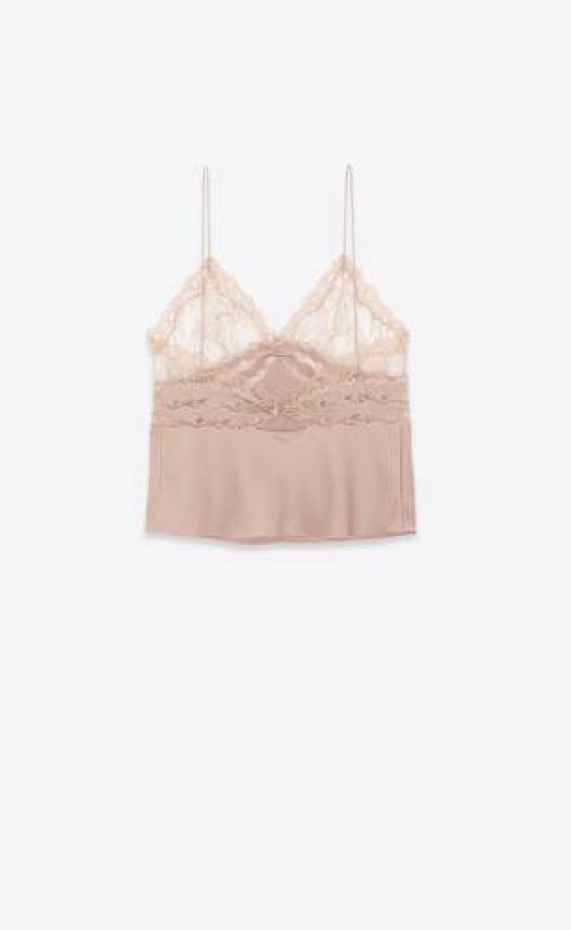 YSL Lingerie Top In Silk Satin Crepe Rose | Philippines_YSL17749