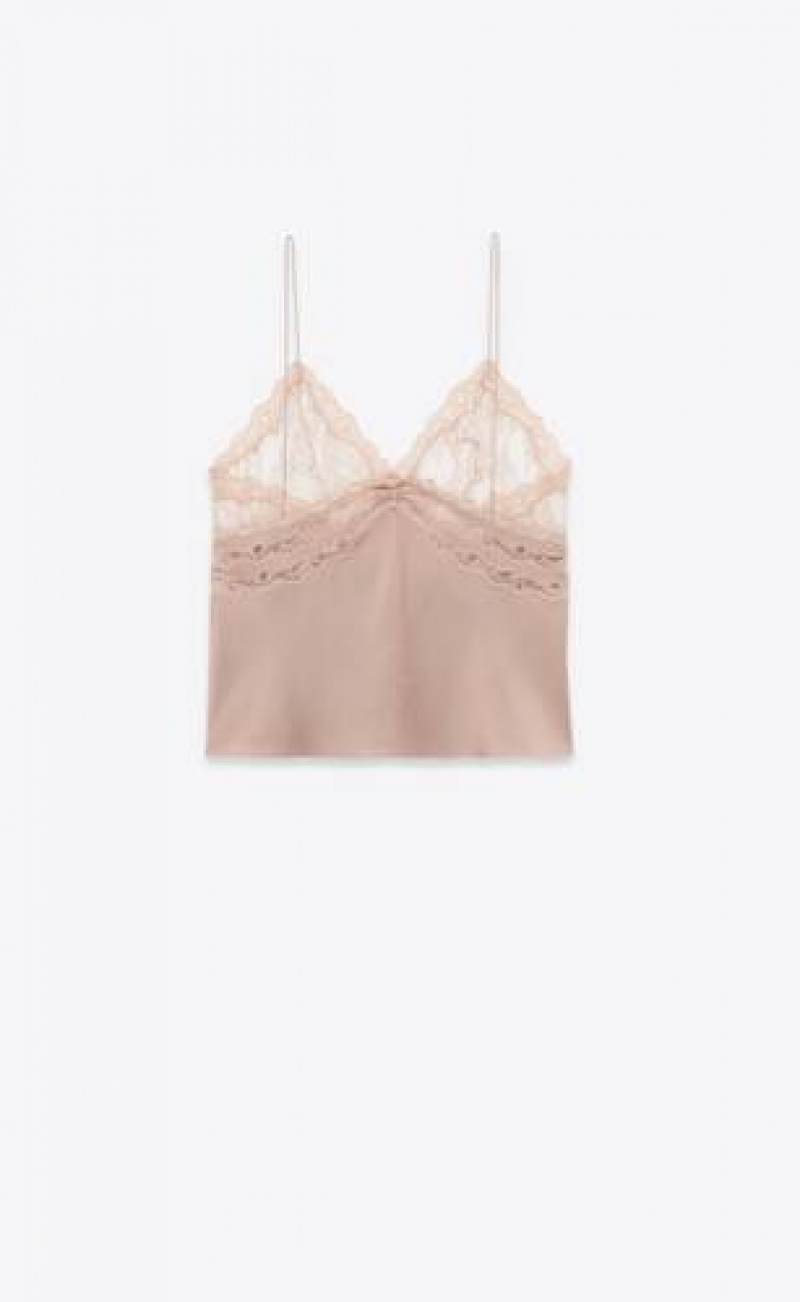 YSL Lingerie Top In Silk Satin Crepe Rose | Philippines_YSL17749