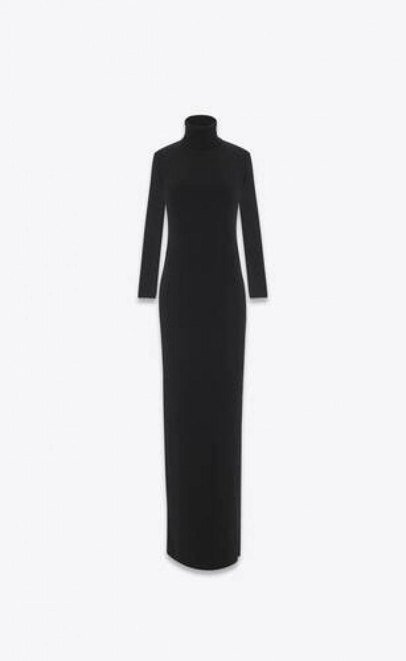 YSL Long Turtleneck Wool Black | Philippines_YSL99330