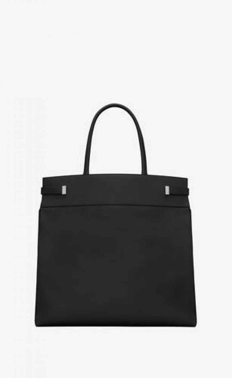 YSL Manhattan N/S Tote In Grained Leather Black | Philippines_YSL68455