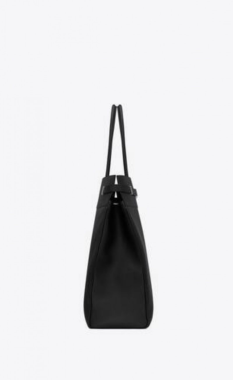 YSL Manhattan N/S Tote In Grained Leather Black | Philippines_YSL68455