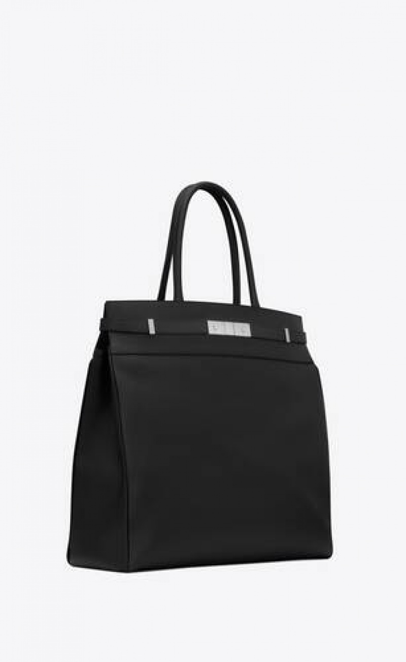 YSL Manhattan N/S Tote In Grained Leather Black | Philippines_YSL68455