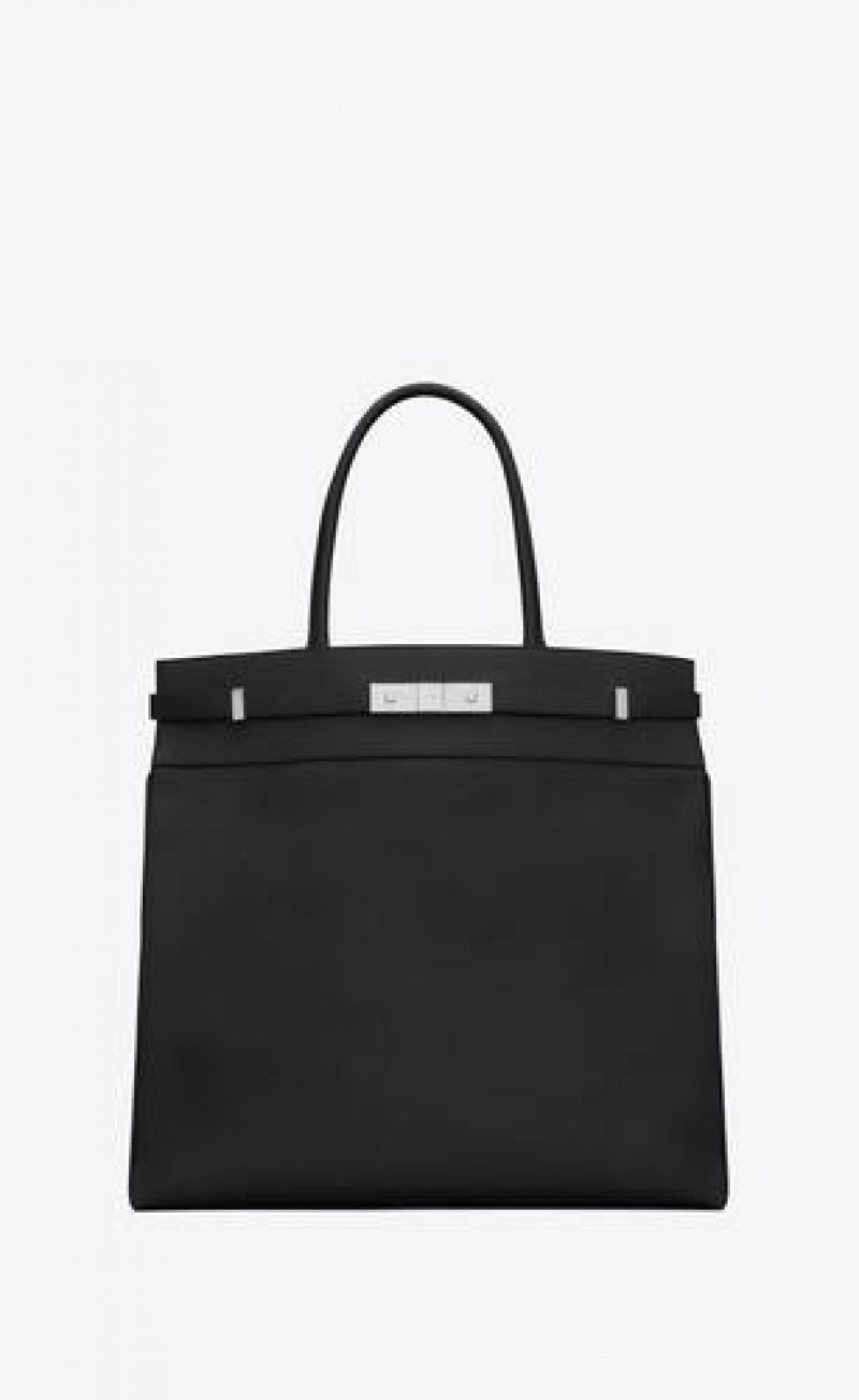 YSL Manhattan N/S Tote In Grained Leather Black | Philippines_YSL68455