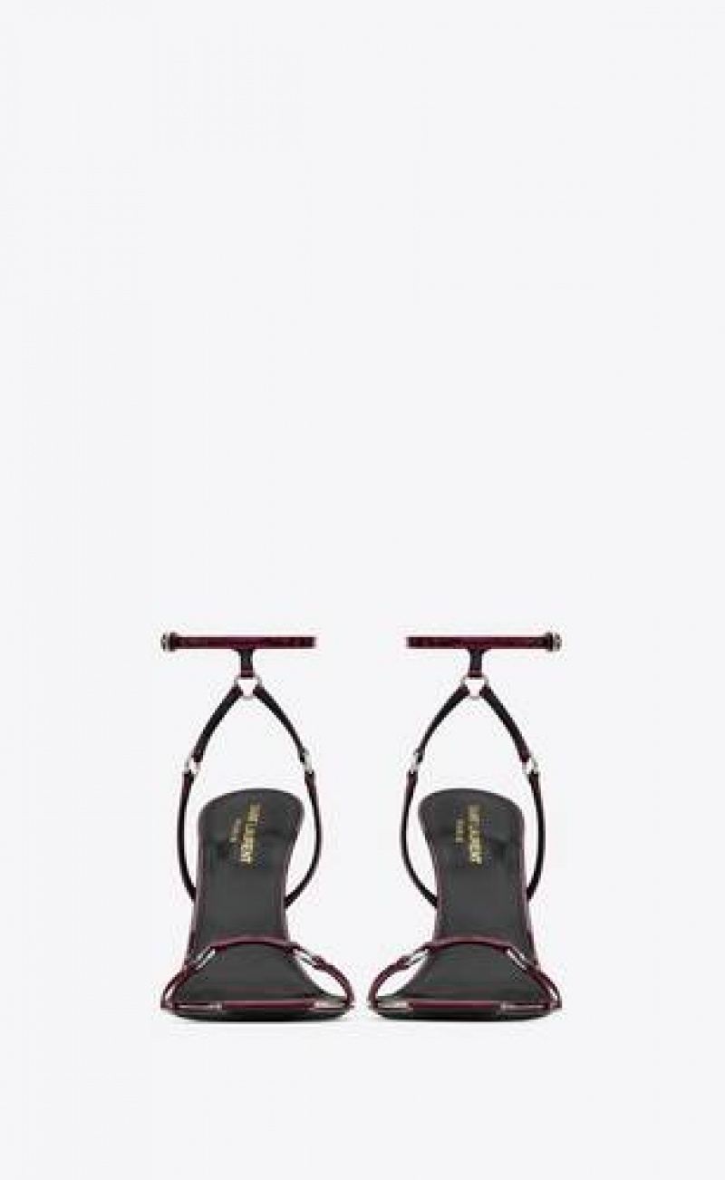 YSL Nova Sandals In Patent Leather Deep Burgundy | Philippines_YSL24257