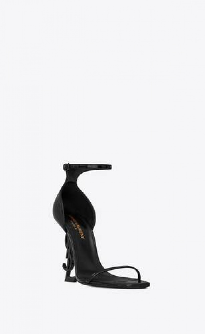 YSL Opyum Sandals In Patent Leather Black | Philippines_YSL78211