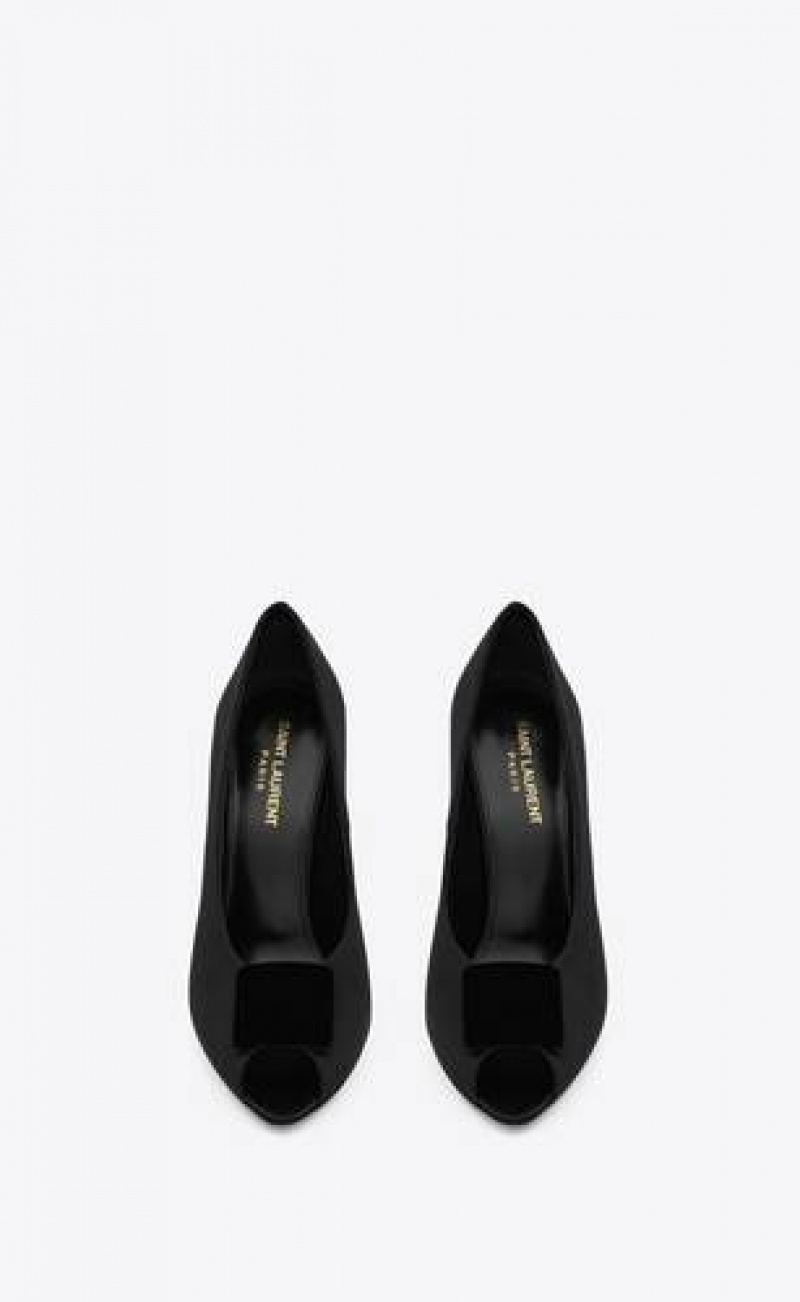 YSL Peep Pumps In Satin Crepe Black | Philippines_YSL15012