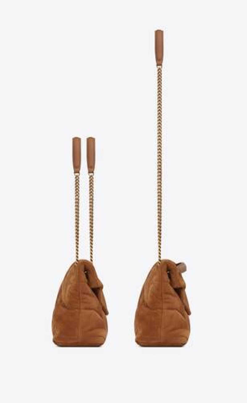 YSL Puffer Small In Suede Brown | Philippines_YSL78925