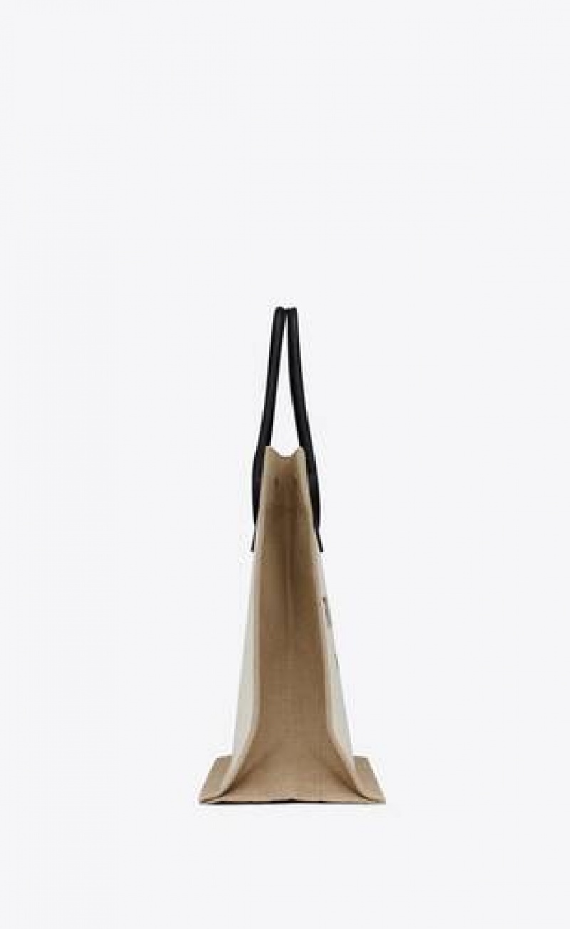 YSL Rive Gauche Tote In Canvas White Beige | Philippines_YSL14210