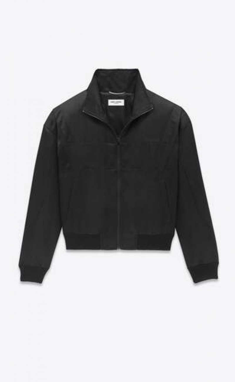 YSL Saint Laurent Teddy Jacket In Satin Black | Philippines_YSL91789