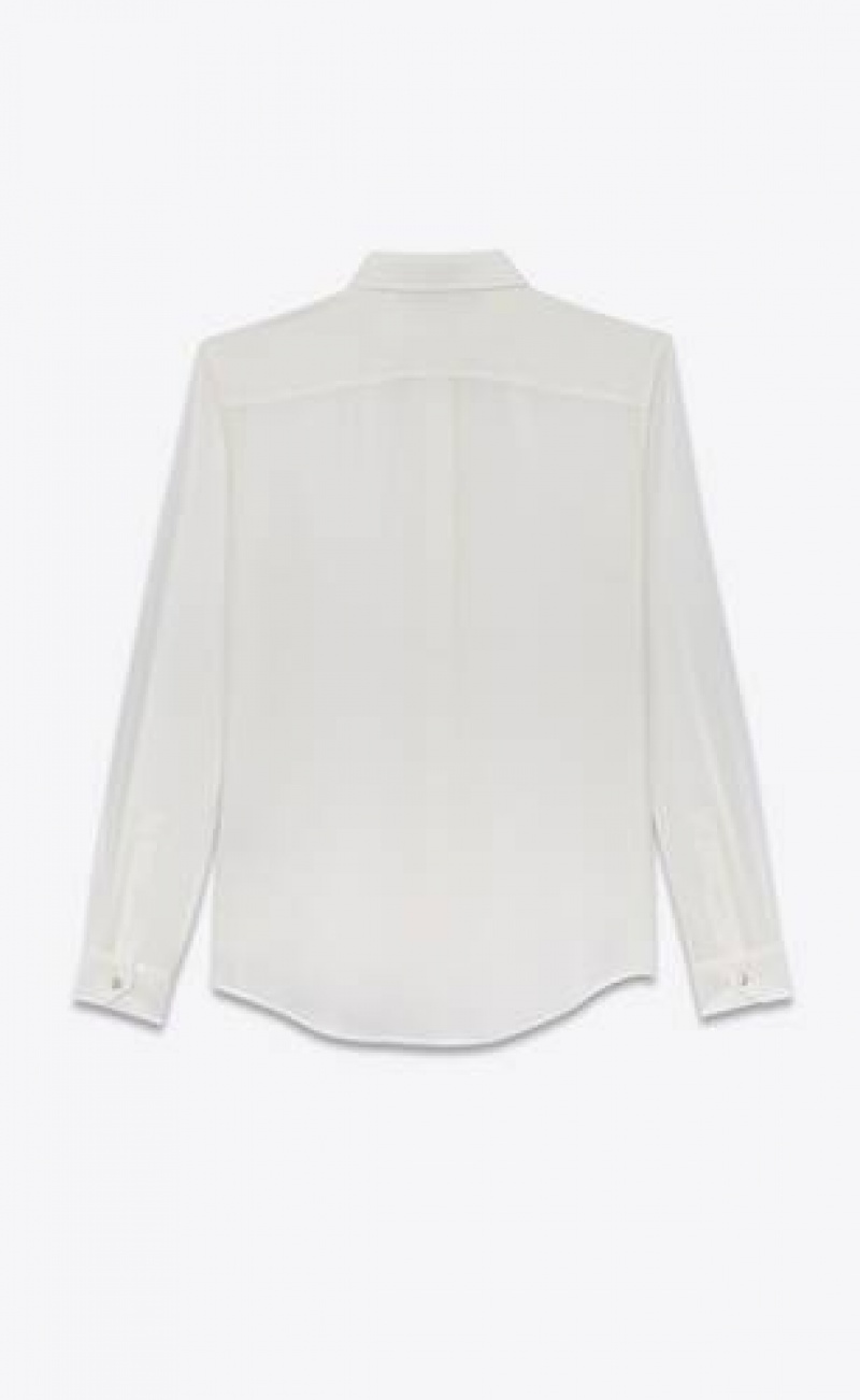 YSL Shirt In Silk CrêPe White | Philippines_YSL79699