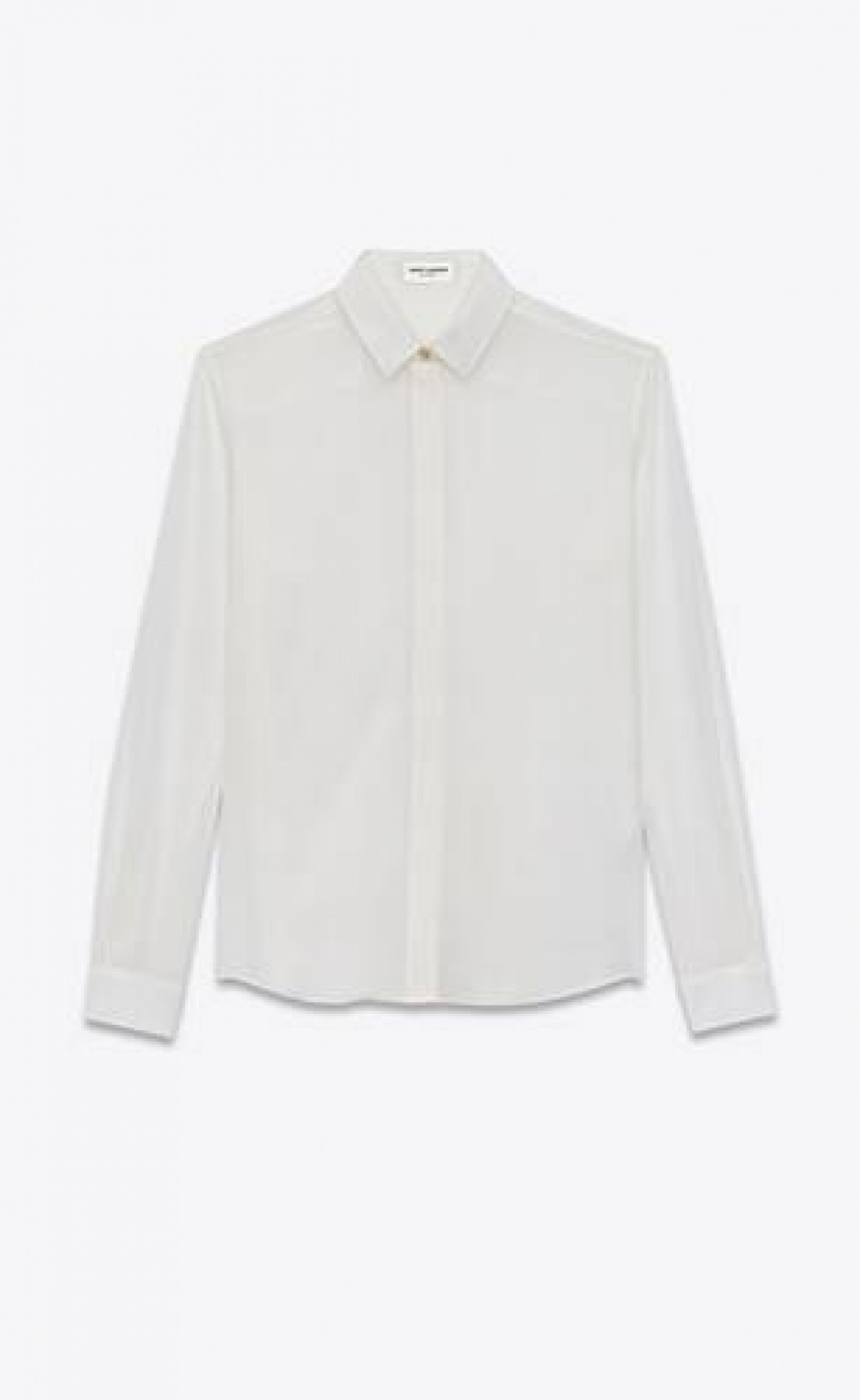 YSL Shirt In Silk CrêPe White | Philippines_YSL79699