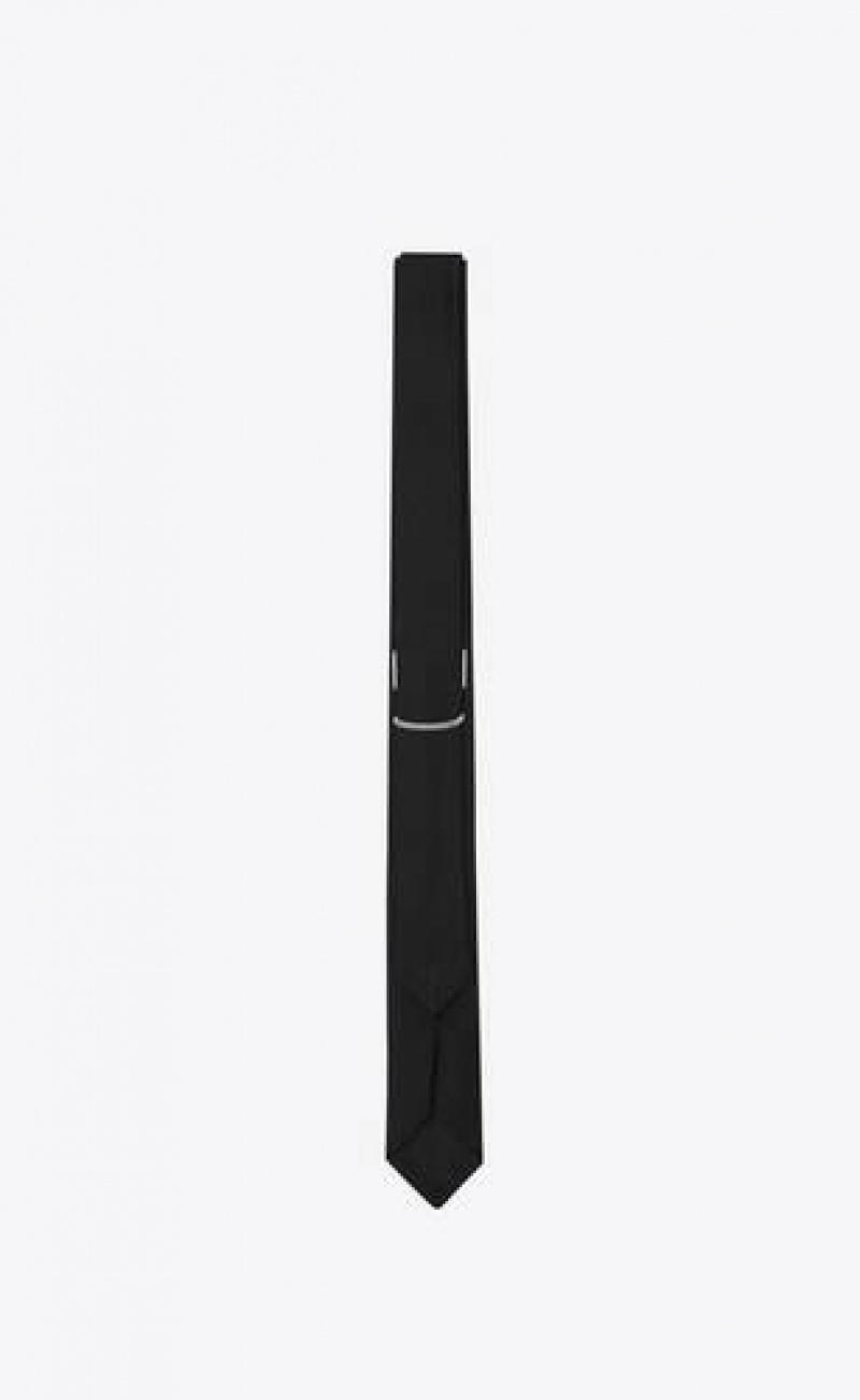 YSL Signature Evening Skinny Tie In Black Silk Grosgrain Black | Philippines_YSL86582