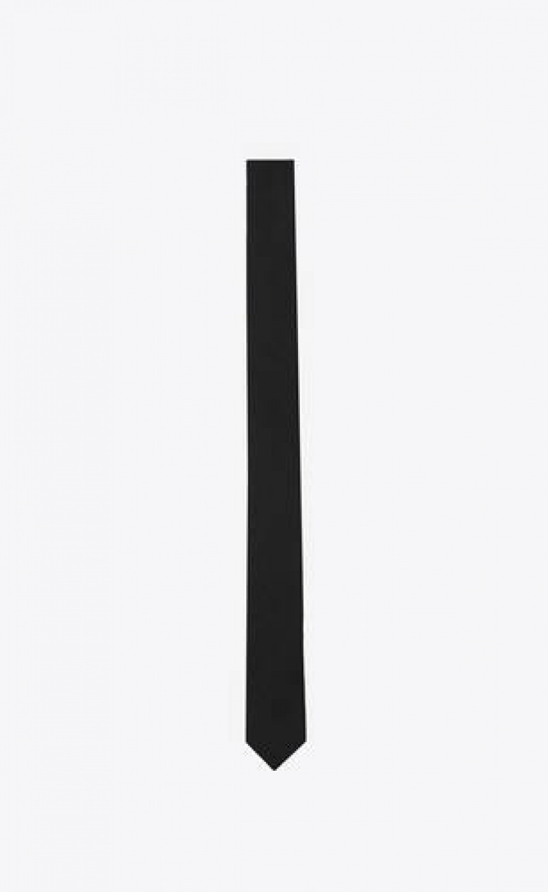 YSL Signature Evening Skinny Tie In Black Silk Grosgrain Black | Philippines_YSL86582