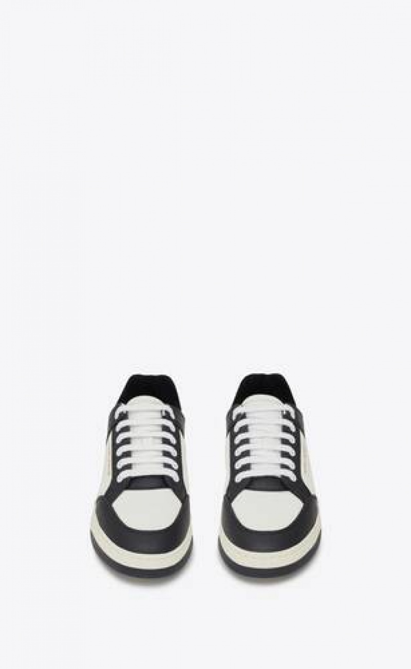 YSL Sl/61 Low-top Sneakers In Perforated Leather White Black | Philippines_YSL11471