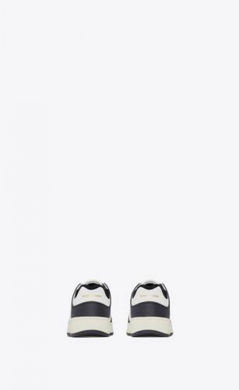 YSL Sl/61 Low-top Sneakers In Perforated Leather White Black | Philippines_YSL11471