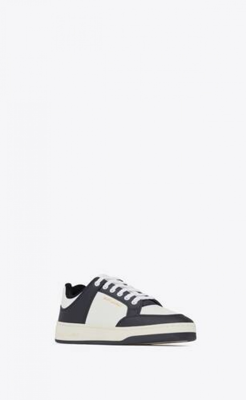 YSL Sl/61 Low-top Sneakers In Perforated Leather White Black | Philippines_YSL11471