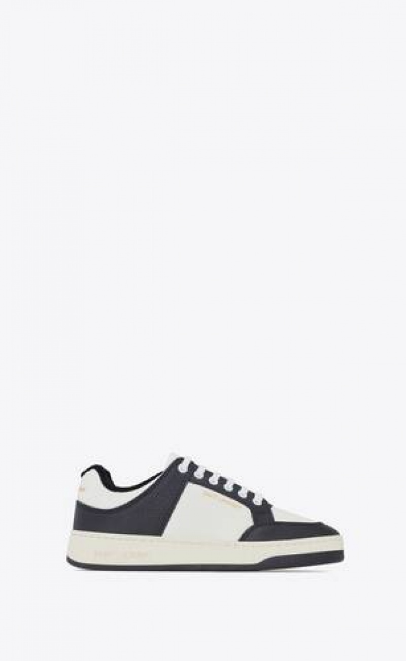 YSL Sl/61 Low-top Sneakers In Perforated Leather White Black | Philippines_YSL11471