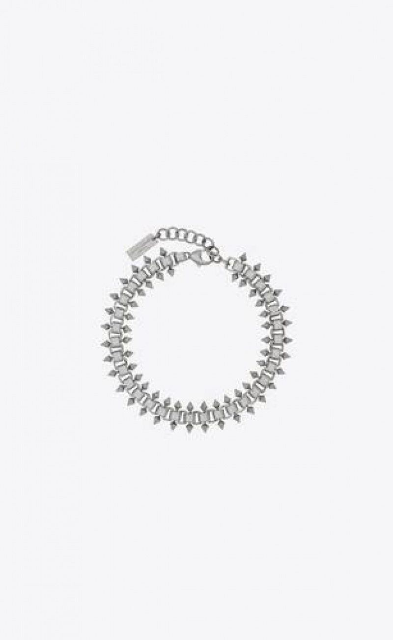 YSL Square And Spikes Chain Bracelet In Metal Silver | Philippines_YSL95789