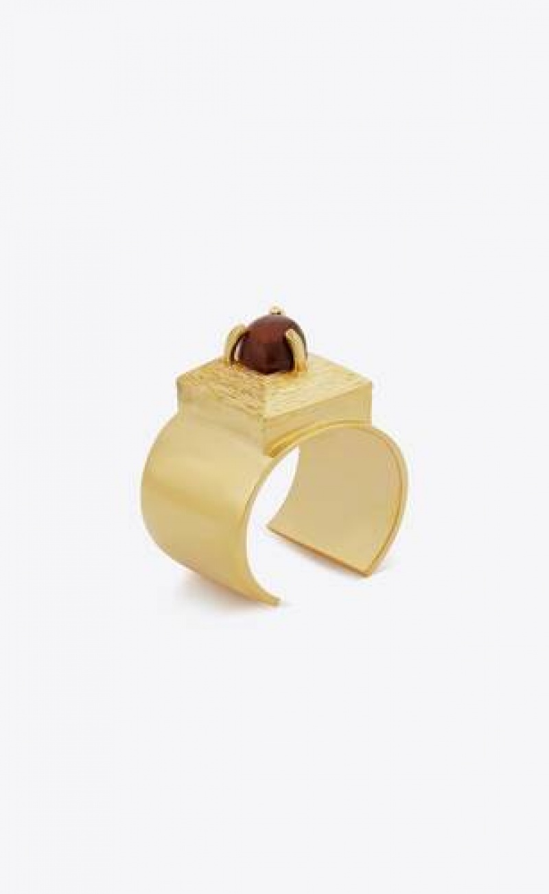 YSL Stone And Square Cuff In Metal Red Gold | Philippines_YSL43950