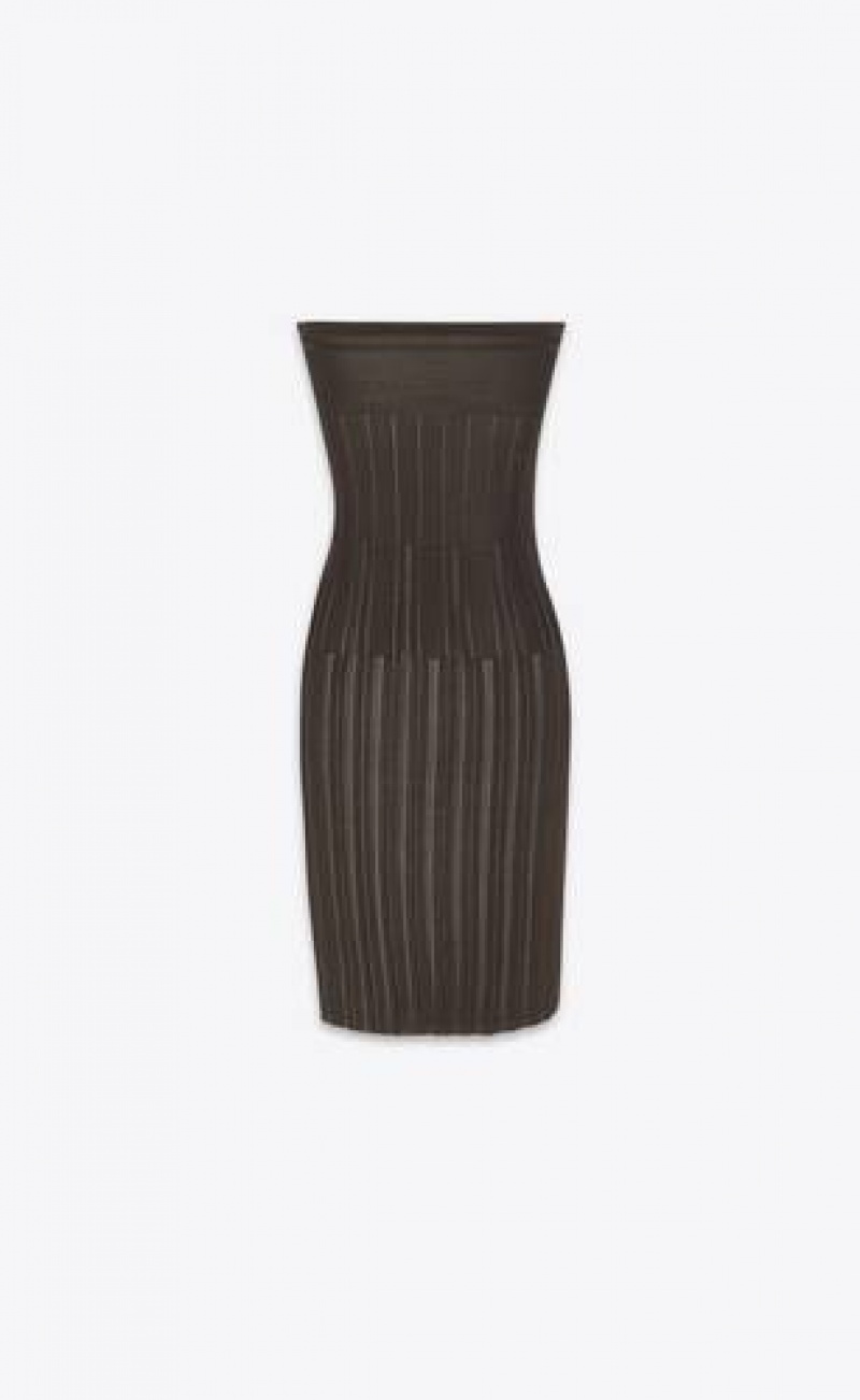 YSL Strapless Striped Knit Chocolate | Philippines_YSL38437