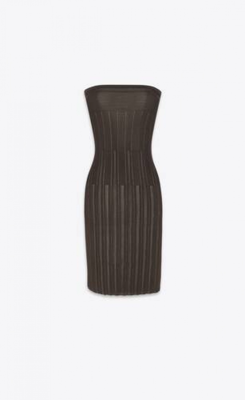 YSL Strapless Striped Knit Chocolate | Philippines_YSL38437