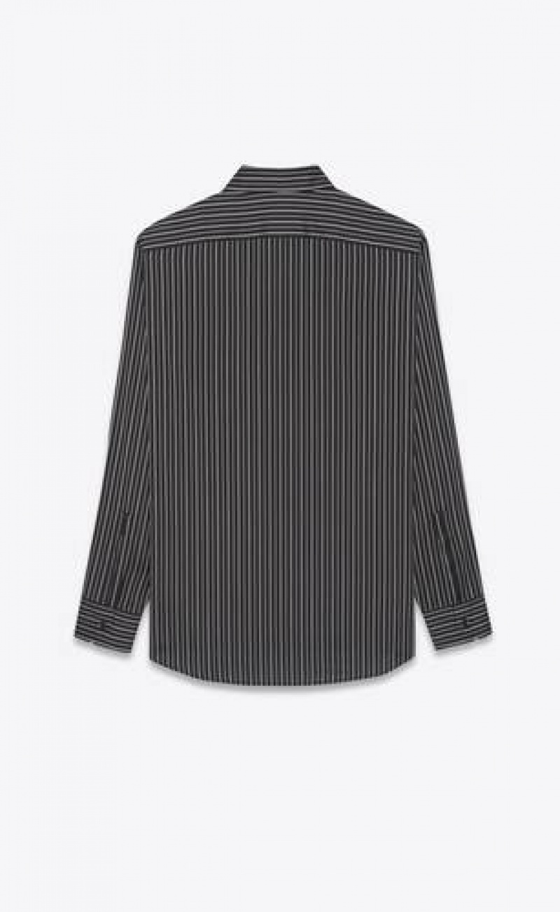 YSL Striped Silk Black White | Philippines_YSL81694