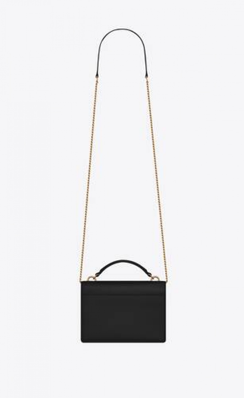 YSL Sunset Chain Wallet In Smooth Leather Black | Philippines_YSL23858