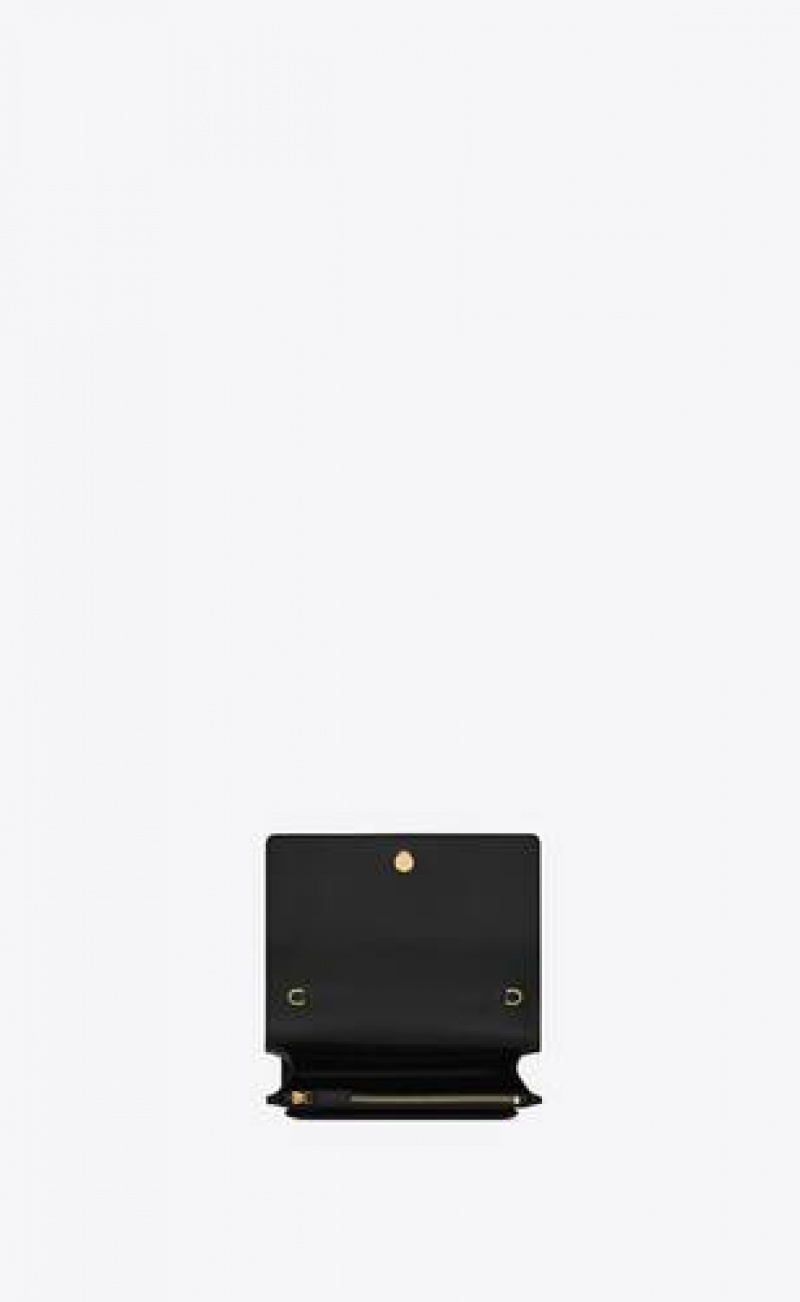 YSL Sunset Chain Wallet In Smooth Leather Black | Philippines_YSL23858