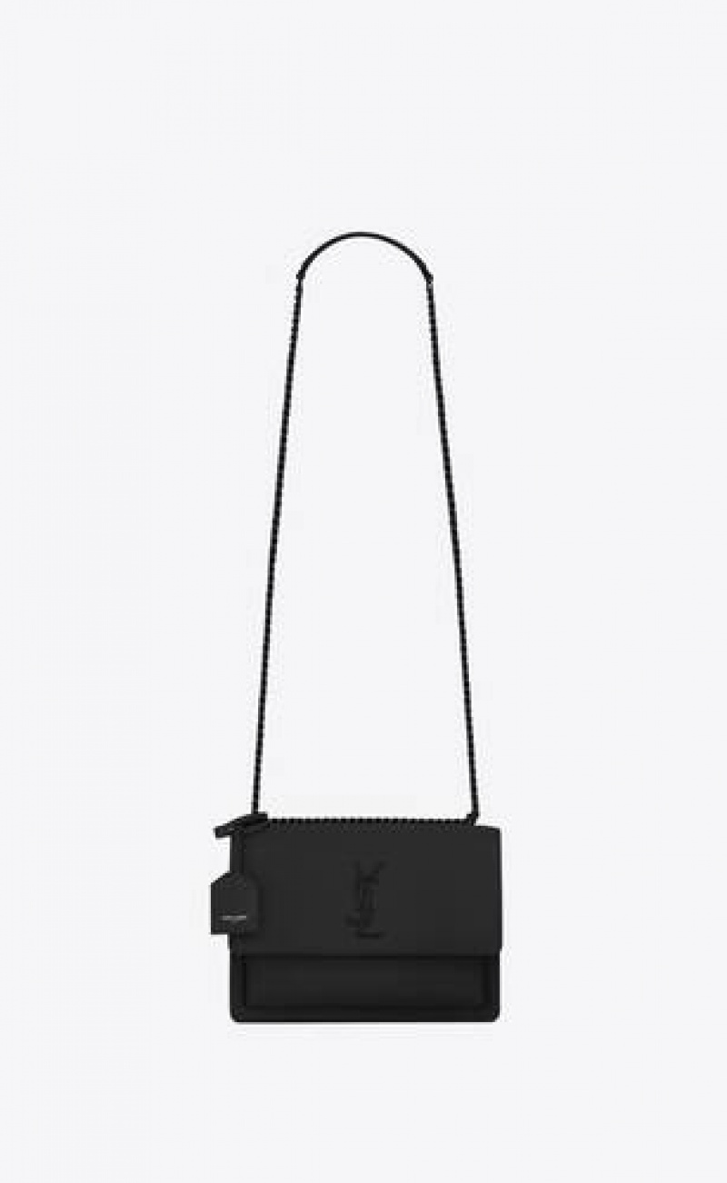 YSL Sunset Medium In Smooth Leather Black | Philippines_YSL64462