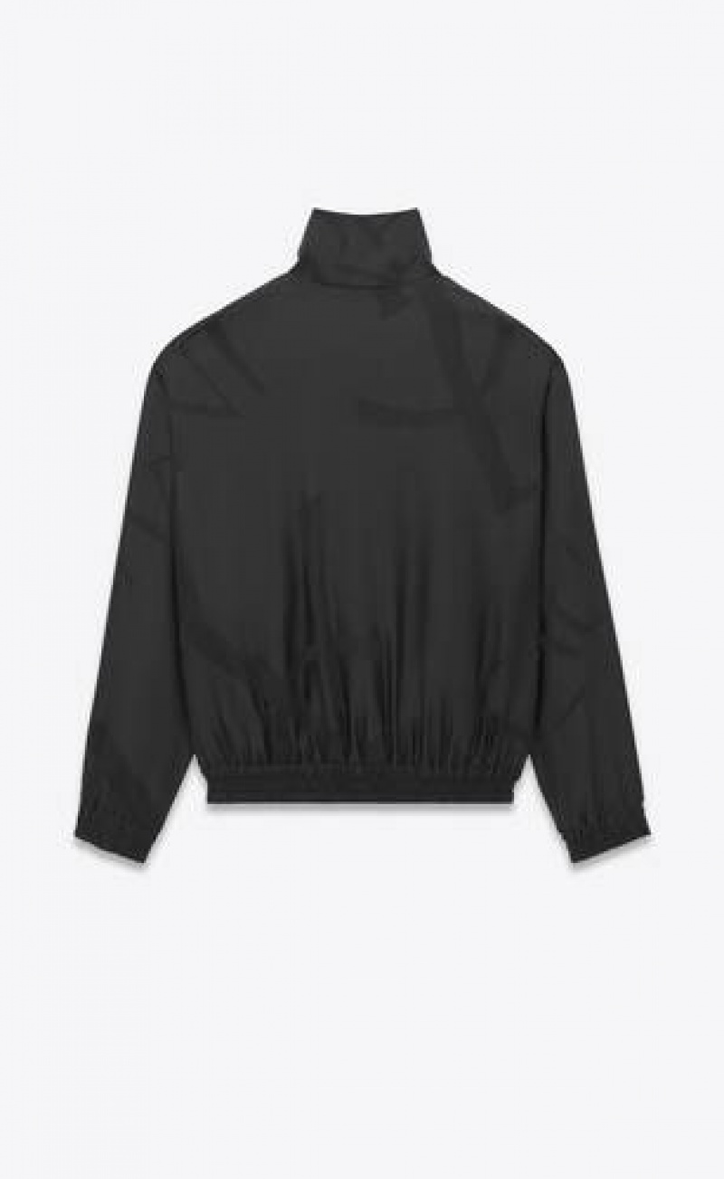 YSL Teddy Jacket In Oversized Cassandre Silk Twill Black | Philippines_YSL85510