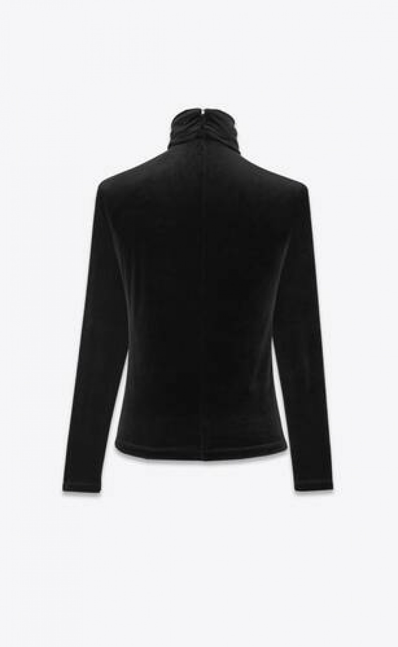 YSL Top In Velvet Jersey Black | Philippines_YSL70359