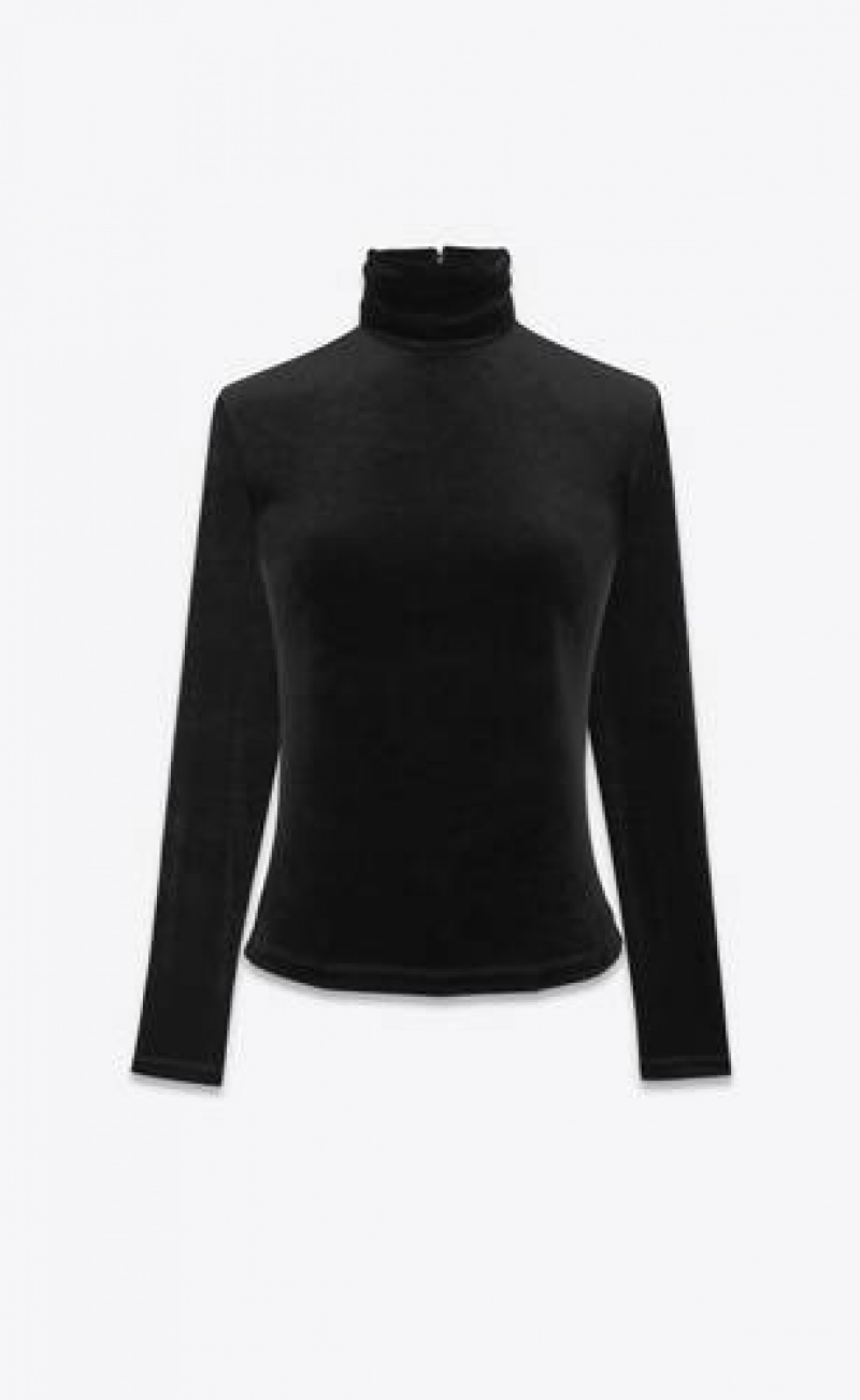 YSL Top In Velvet Jersey Black | Philippines_YSL70359