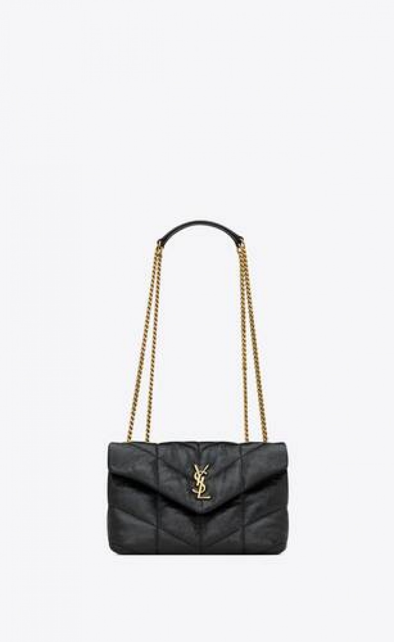 YSL Toy Puffer In Shiny Grained Leather Black | Philippines_YSL84593