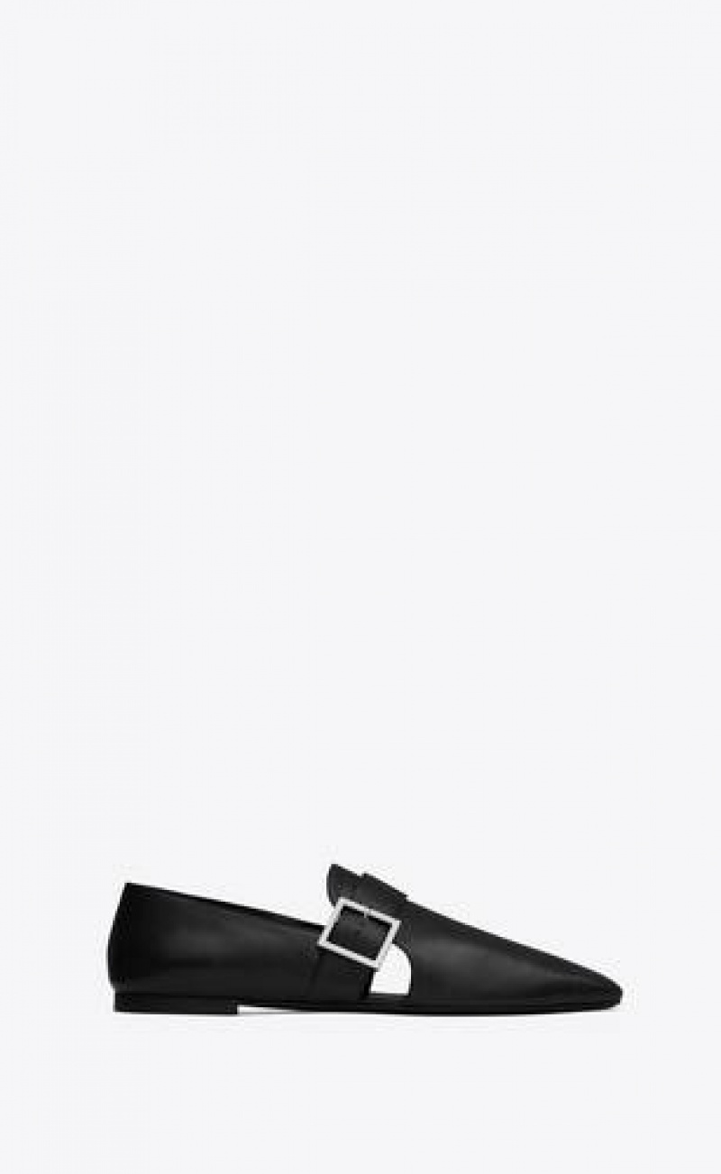 YSL Tristan Slippers In Smooth Leather Black | Philippines_YSL55307