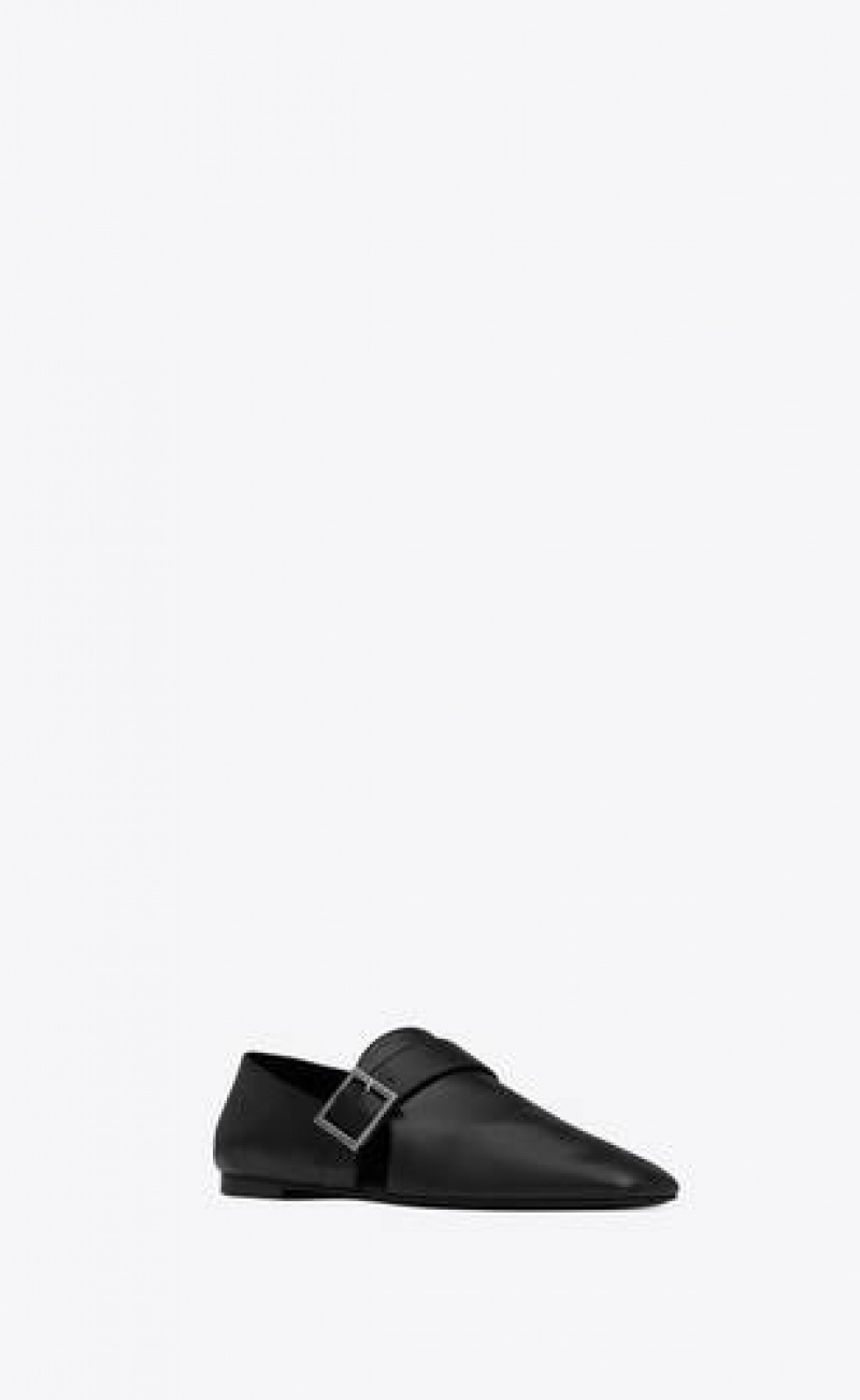 YSL Tristan Slippers In Smooth Leather Black | Philippines_YSL55307