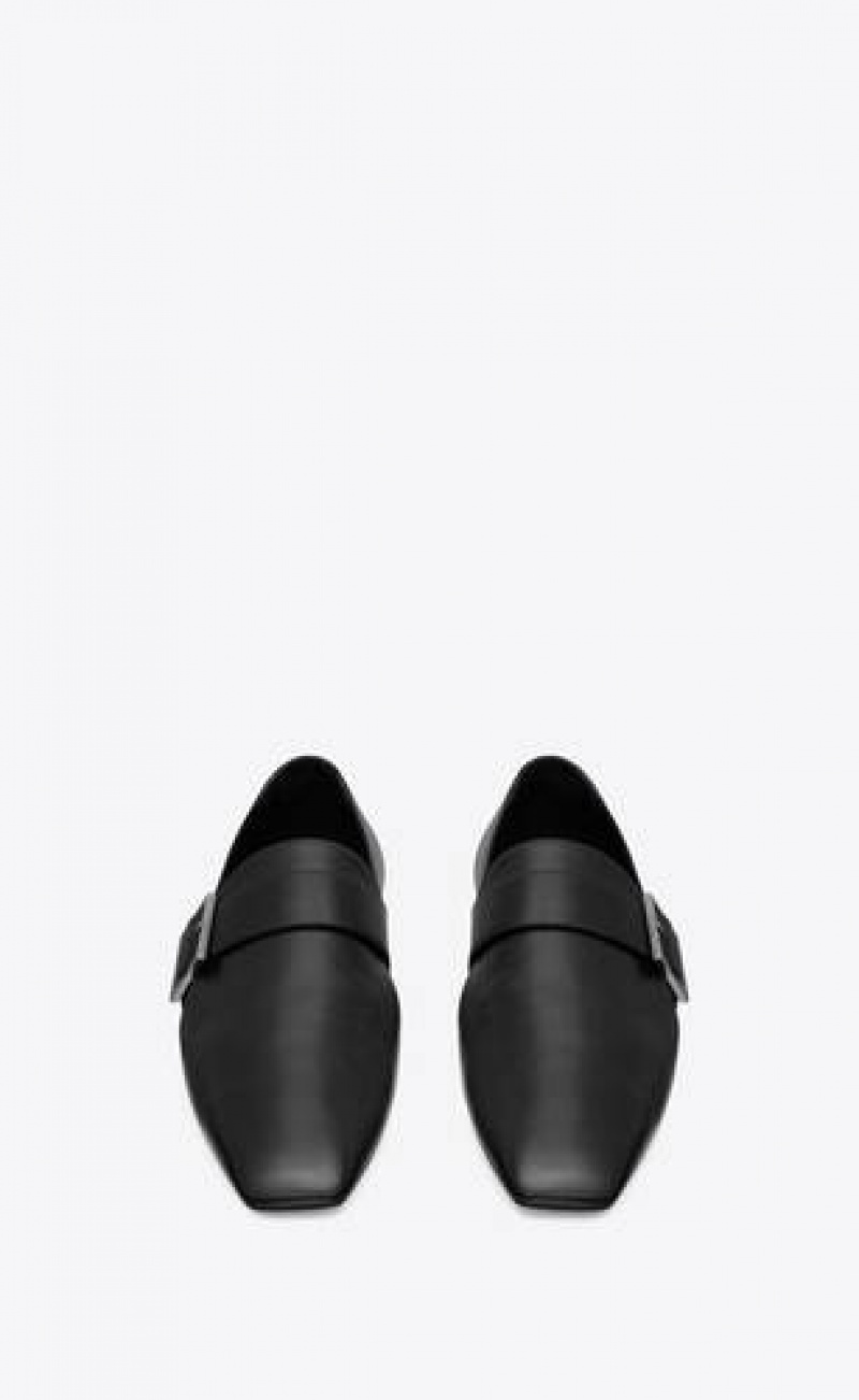 YSL Tristan Slippers In Smooth Leather Black | Philippines_YSL55307